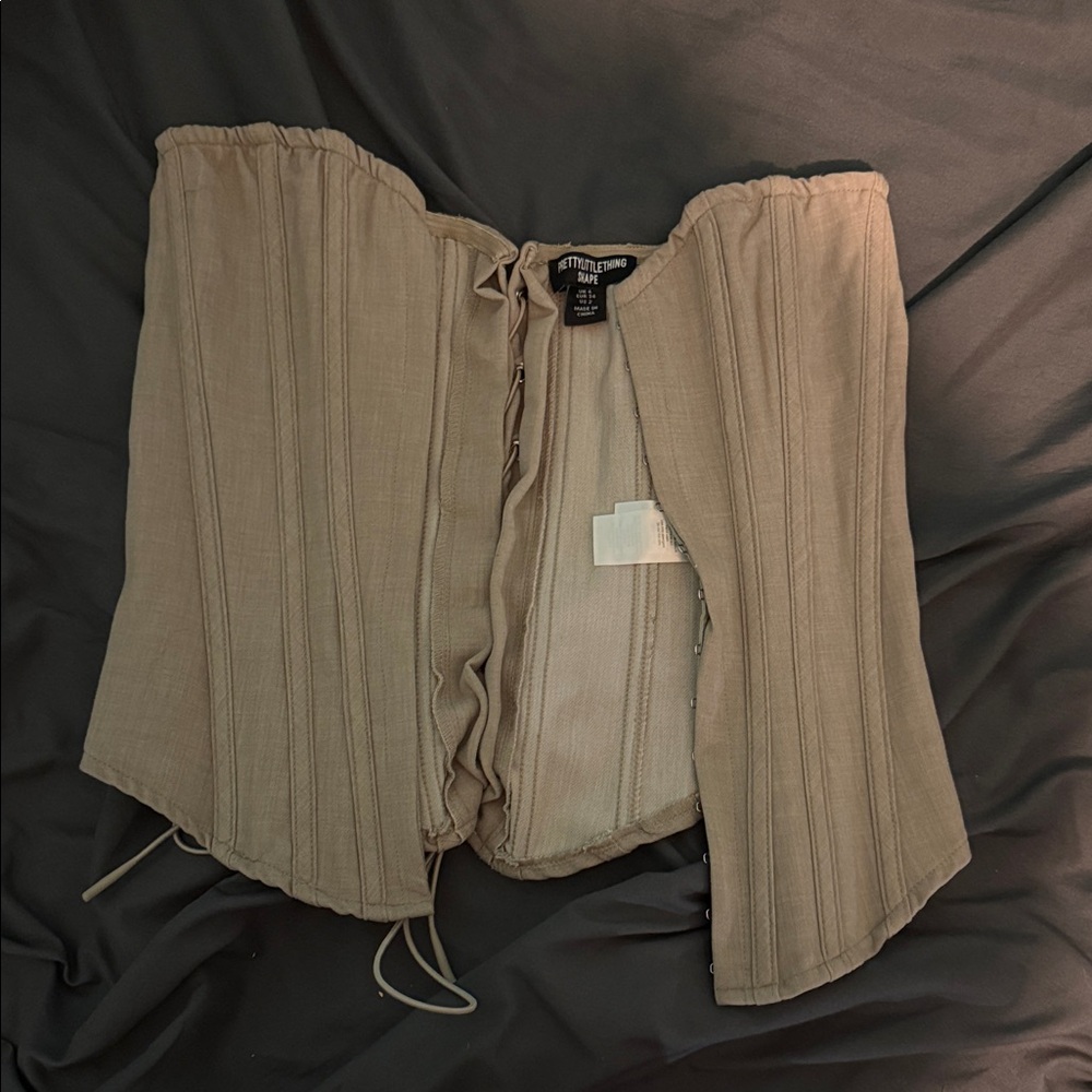 PrettyLittleThing Tan Corset Top